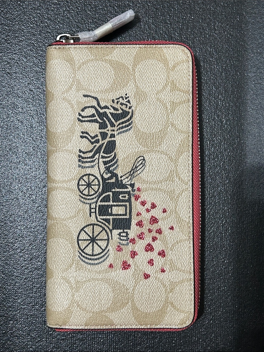 NWT Coach signature horse and carriage poppy wallet